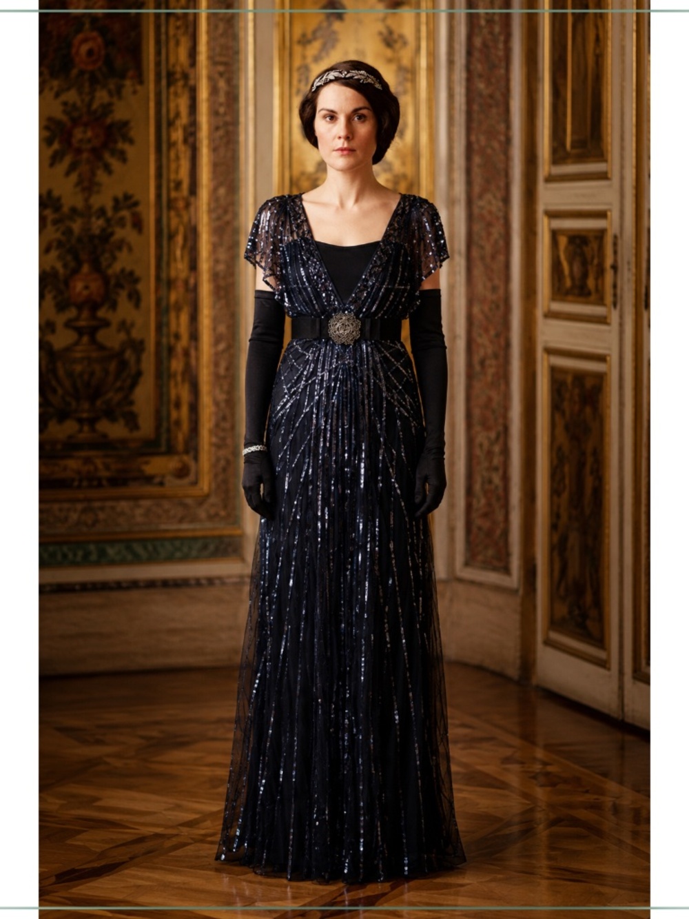 $4450 Temperley London Deco Sequin & Crystal Embellished Downton Runway Gown